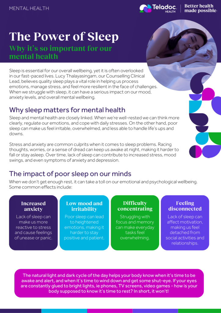 The power of sleep: Why it's so important for our mental health - Teladoc Health UK Teladoc Health UK
